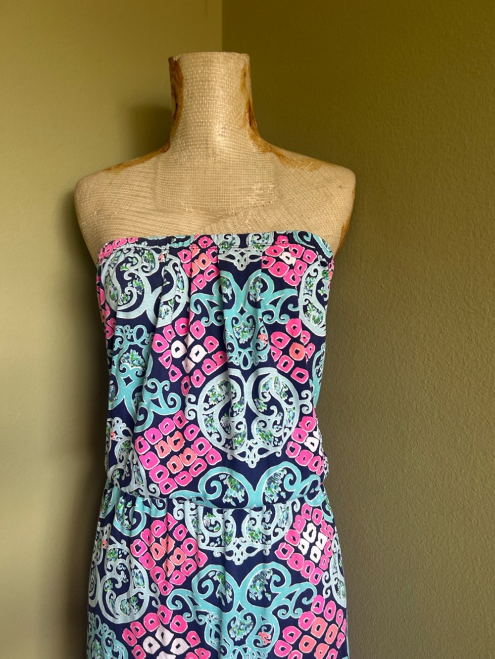 Lilly Pulitzer Strapless Maxi Dress in Blue & Pink Pattern - Picture 4 of 11